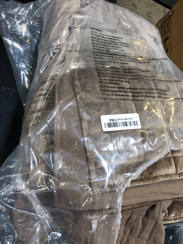 Photo 1 of RECYCO Luxury Velvet Quilt Set King Size Bedding Sets, Ultra Soft Velvet Comforter Set, Lightweight Channel Box Stitch Oversized Bedspread Coverlet for All Season, with 2 Shams, Mocha Brown