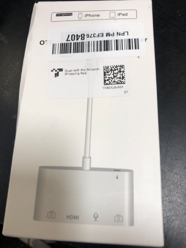 Photo 1 of FEINODI Lightning to HDMI Adapter for iPhone/iPad to TV, Dual USB OTG Adapter with Microphone Input for Live-Streaming, MIDI Keyboard, Mouse, HD TV/Projector/Monitor Compatible (White)
