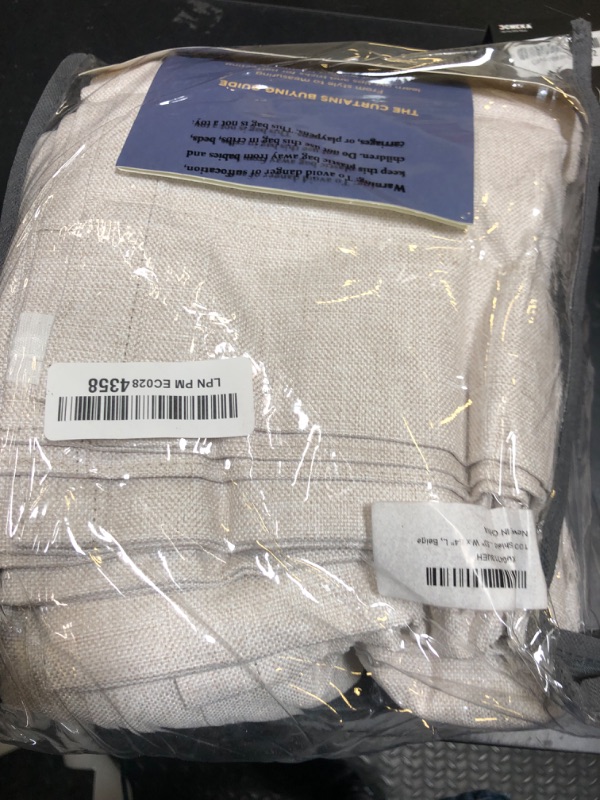Photo 1 of 100% Blackout Shield Linen Blackout Curtains for Bedroom 84 Inches Long, Back Tab/Rod Pocket Living Room Drapes, Thermal Insulated Blackout Curtains 2 Panels Set, 50" W x 84" L, Beige