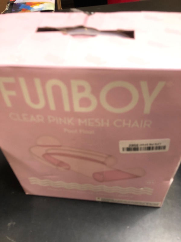 Photo 1 of FUNBOY Clear Pink Mesh Chair 2-in-1 Water Chair with Cooling Mesh and Water Hammock Inflatable Pool Float.