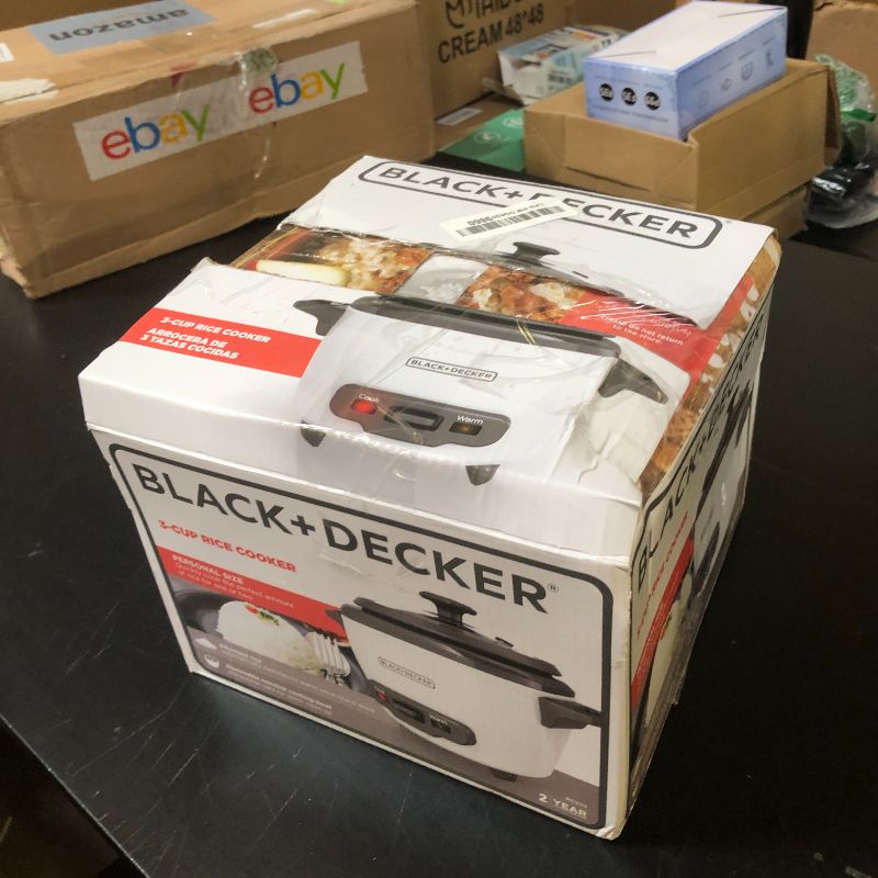 Photo 1 of BLACK+DECKER 3-Cup Rice Cooker, 1.5-cup Uncooked Rice, 3 Cups Cooked, Steaming Basket, Removable Non-Stick Bowl, One Touch