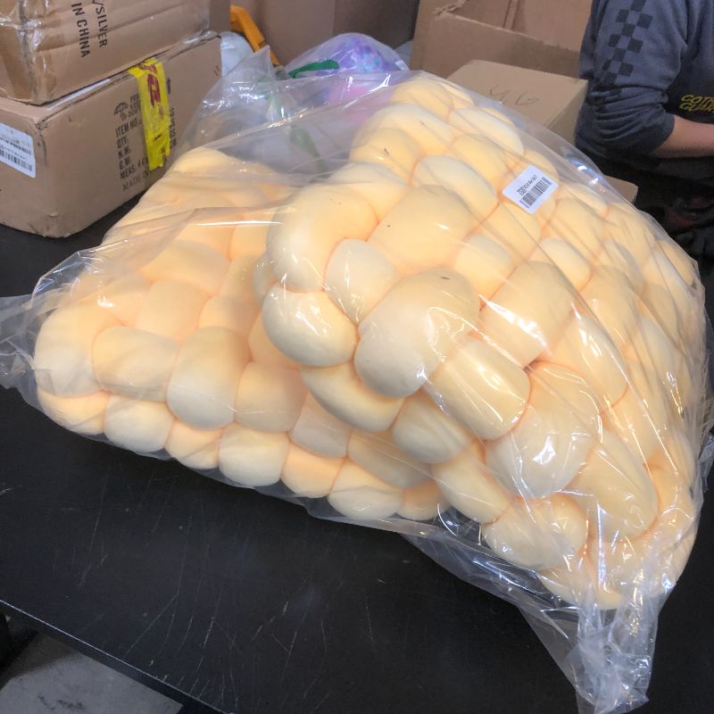 Photo 1 of Wenqik 2 Pcs Knot Pillow Soft Throw Pillow Home Decoration Cushion Square Office Knotted Plush Throw Cushion for Living Room Bedroom Sofa Couch Living Room Decor, 12'' x 13''(Goose Yellow)