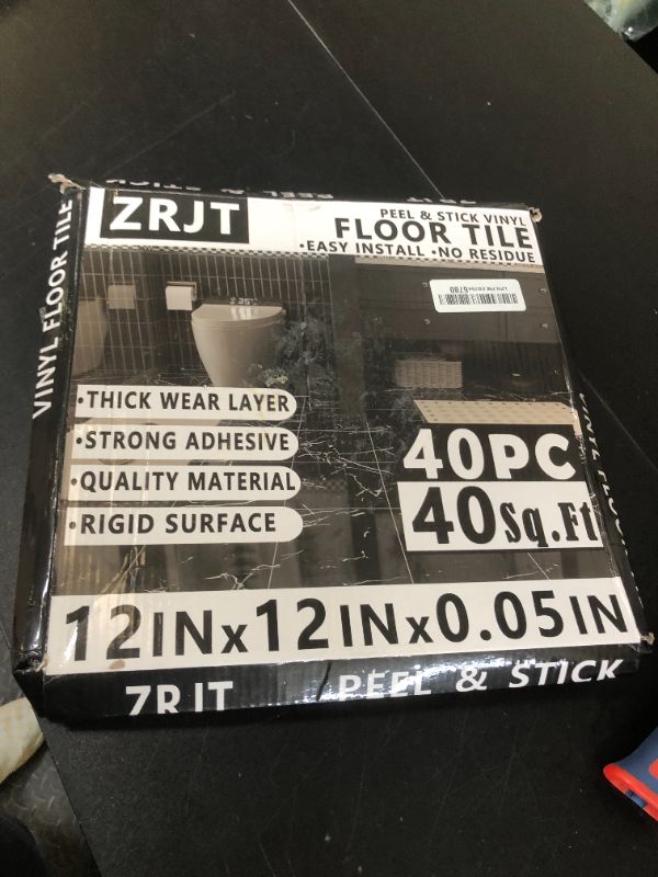Photo 1 of 40-Pack Peel and Stick Floor Tiles Vinyl Floor 12 x 12 inch Self Adhesive Waterproof Flooring Planks DIY for Bathroom, Kitchen, Living Room, RV, Cover 40 Sq. Ft, Polish Light Grey Marble