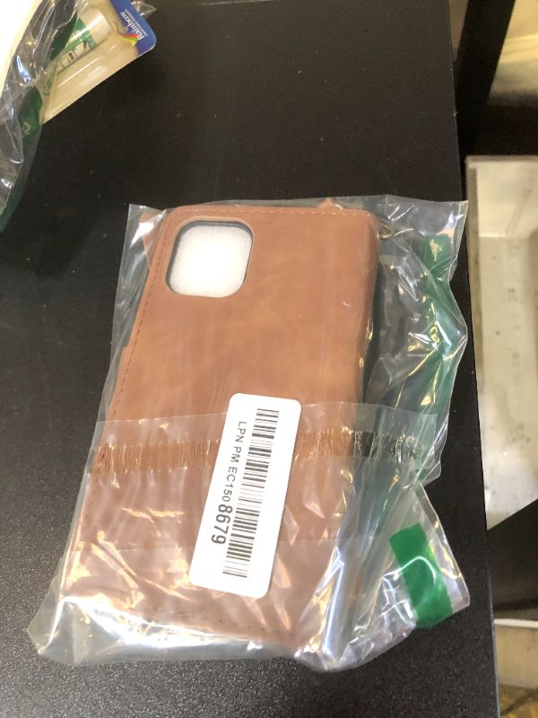 Photo 1 of RANYOK Wallet Case Compatible with iPhone 12/12 Pro (6.1 inch), Premium PU Leather Zipper Flip Folio Wallet RFID Blocking with Wrist Strap Kickstand Protective Case - Brown