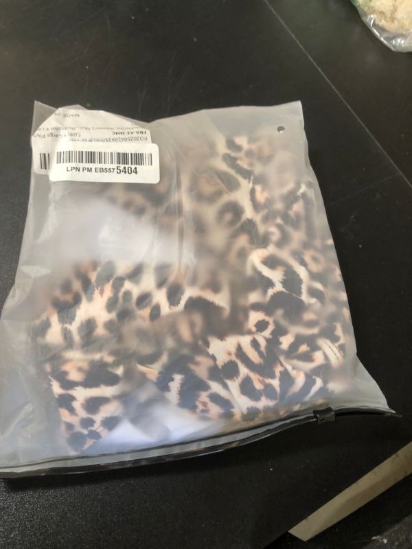 Photo 1 of MakeMeChic Women's Plus Size Leopard Print Bikini Set Halter Backless Bathing Suit with Cover Up Skirt Multicolor X-Large Plus