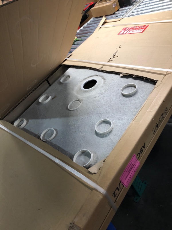 Photo 1 of CKB Shower Base, 60 x 32 inch Center Drain with Double Threshold, White and Left Side.