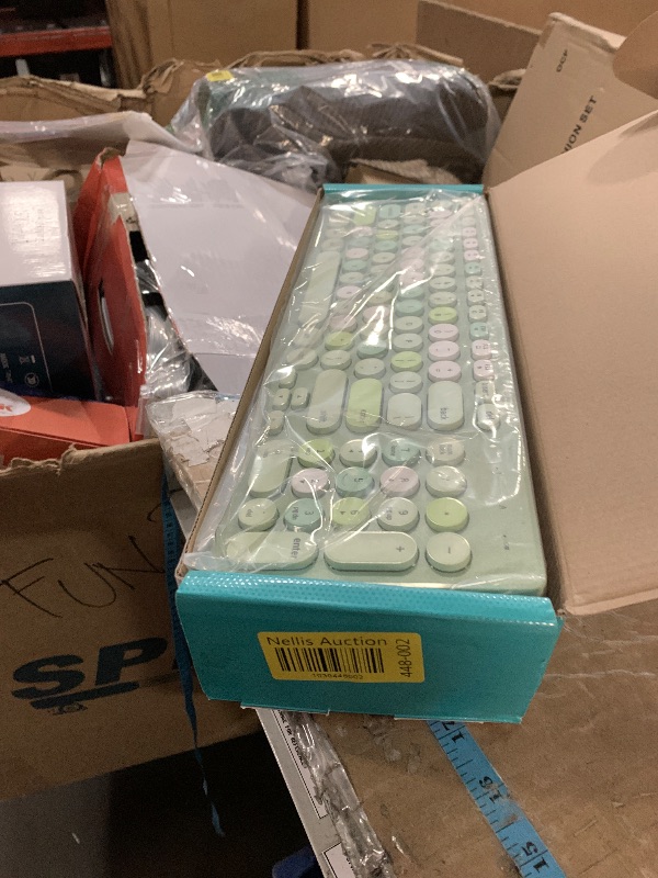 Photo 1 of Wireless Keyboard and Mouse Combo, Retro Typewriter Wireless Keyboard with Round Keycaps, 2.4GHz USB Cute Wireless Keyboard Mouse for Computer, Desktop, Laptop (Green Colorful)