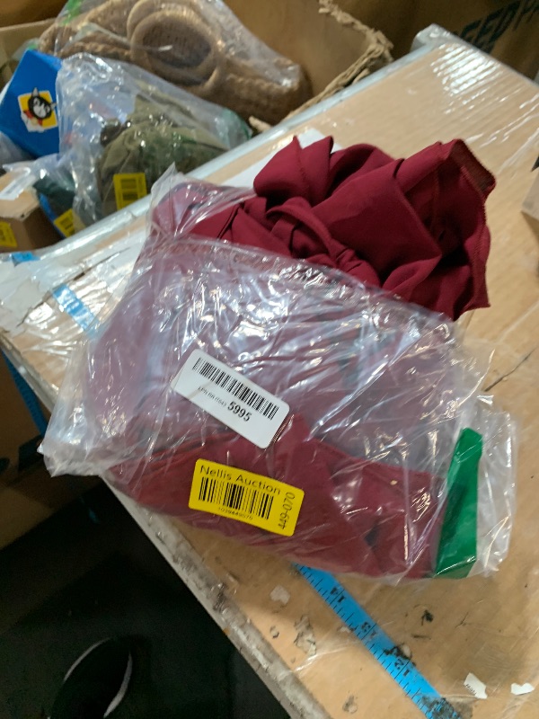 Photo 1 of (BAGGED) (2XL) (BAGGED) SHESTARR Womens Plus Size Wedding Guest Cocktail Maxi Dress Wrap V Neck Long Sleeve Ruffle Hem Split Long Dress Burgundy 2XL