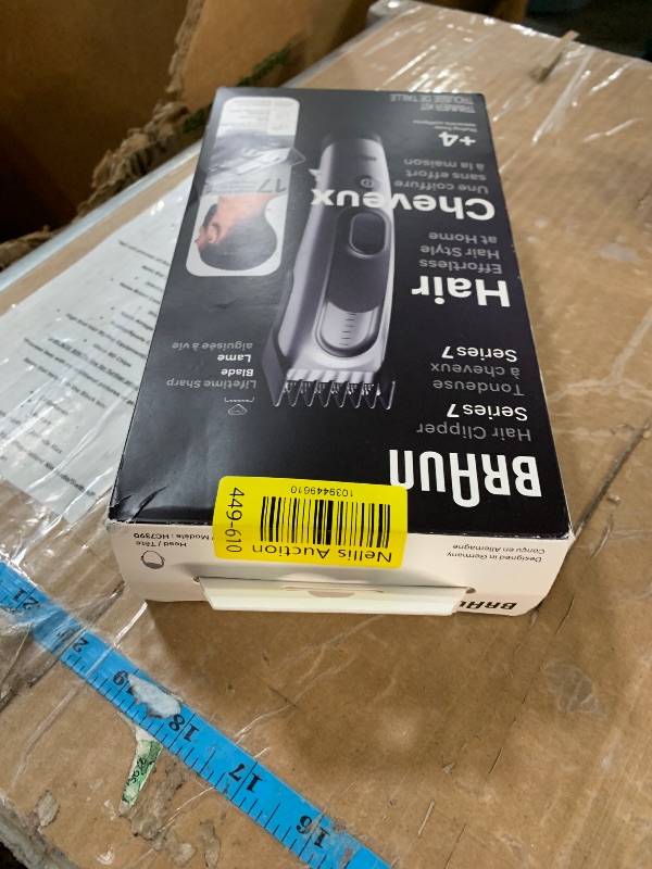 Photo 1 of ***(HEAVILY USED/ MINOR DAMAGE)***
Braun Hair Clippers for Men, Series 7 7390, Hair Clip from Home with 17 Length / Recall Setting, Incl. Memory SafetyLock, Ultra-Sharp Blades, 2 Combs, Stand, Pouch, Washable
