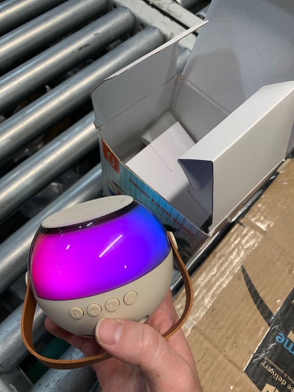 Photo 1 of (POWER TESTED) (MISSING 1 MICROPHONE) Mini Karaoke Machine for Kids Adults, Portable Bluetooth Speaker with 2 Wireless Microphones, Karaoke Toys for Family Party, Birthday Gifts for Girls Ages 4, 5, 6, 7, 8, 9, 10, 12+ (Beige, 2 Mics)