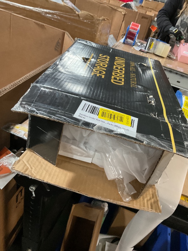 Photo 1 of Bamboo Under Bed Storage Containers- Underbed Organizer with Wheels with Large Dust Bag,Sturdy Wood Rolling Under the Bed Shoe Storage Organizer Drawer 2 Packs (White, Small)