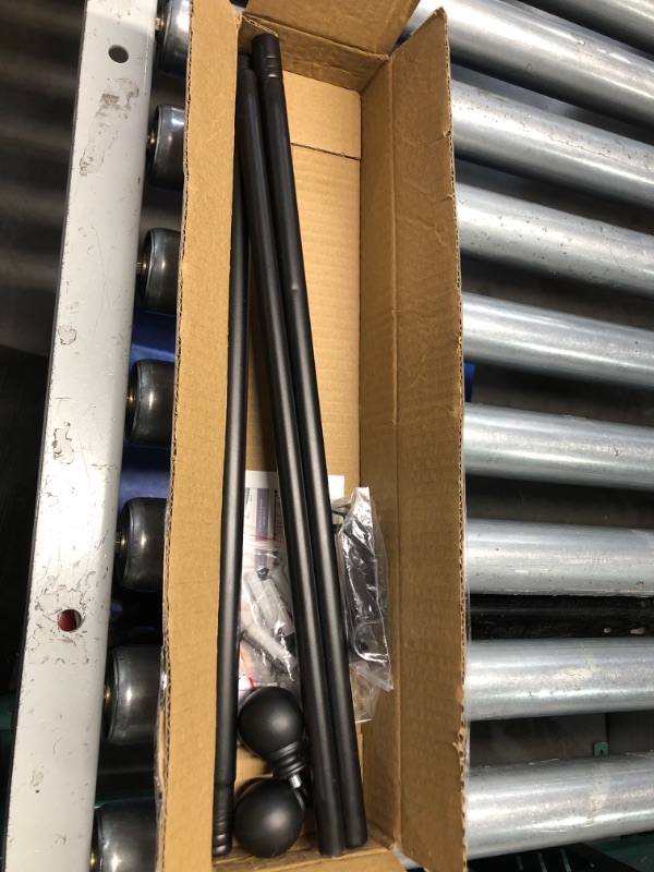 Photo 1 of ***(USED/ UNKNOWN IF MISSING PARTS)***Sthumsup Curtain Rods for Windows 48 to 60 Inch Adjustable, Black 1 Inch Diameter Heavy Duty Drapery Rods with Brackets,Single Window With Curtain Rod Set C005-H-2+1-YC