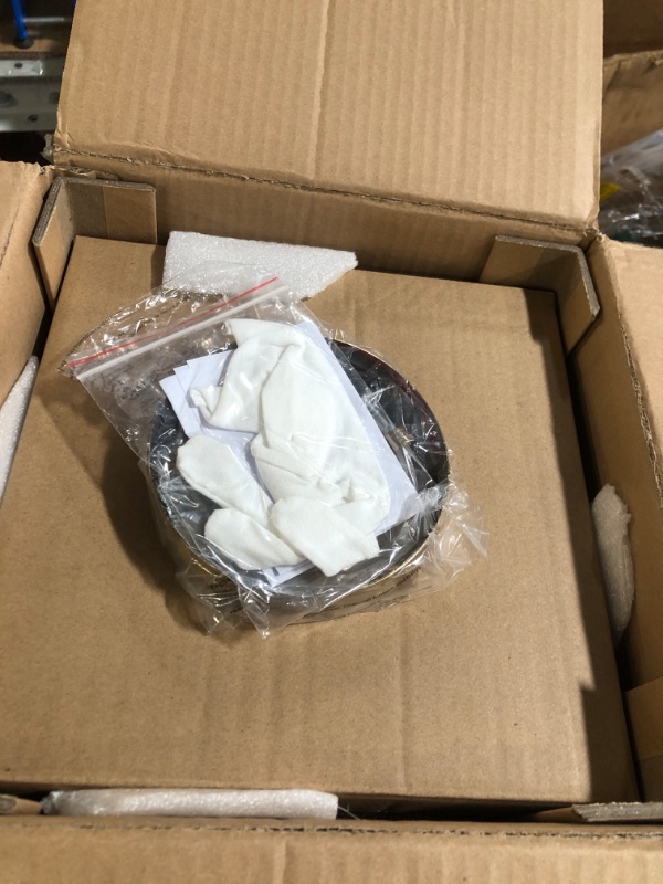 Photo 1 of ***(USED/ UNKNOWN IF MISSING PARTS)***HUAWIYA Flush Mount Light with Frosted Glass Shade, Brass Gold Finish Ceiling Light Fixture for Kitchen, Hallway, Entryway, Bathroom, Closet