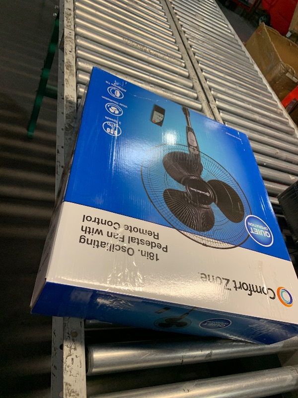 Photo 1 of (PARTS) (NOT A COMPLETE  SET) (SIGNS OF USE) Comfort Zone Oscillating Pedestal Fan with Remote Control, Stand Fan, 18 inch, 3 Speed, Adjustable Height & Tilt, & Timer, Auto Shutoff, Ideal for Home, Bedroom & Office, Airflow 17 ft/sec, CZST181RBK