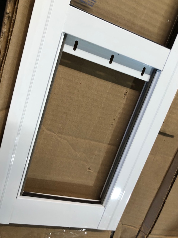 Photo 1 of (missing pieces) PetSafe Doggy Door for Sliding Glass Doors, Adjustable Height 75 7/8" to 81", No-Cut DIY Install, for Cats and Small Dogs Up to 15 lb, (White, Small)