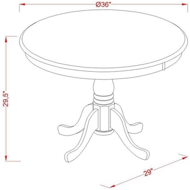 Photo 1 of (BASE ONLY) (TOP IS NOT INCLUDED) East West Furniture ANT-ABK-TP Antique Dining Room Table - a Round kitchen Table Top with Pedestal Base, 36x36 Inch, Wirebrushed Black