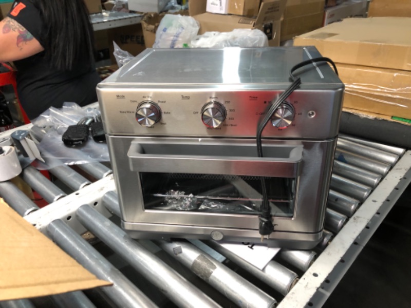Photo 1 of ***Minor DAMAGE - SEE COMMENTS***
GE Mechanical Air Fryer Toaster Oven + Accessory Set | Convection Toaster with 7 Cook Modes | Large Capacity Oven - Fits 12" Pizza | Countertop Kitchen Essentials | Stainless Steel