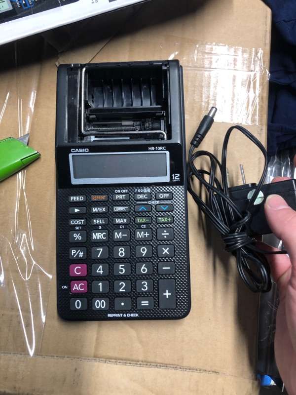 Photo 1 of (STUCK AC BUTTON) (PARTS) Casio HR-10RC Mini Desktop Printing Calculator | Portable | 12-Digit Display | One-Color Printer | Tax & Currency | Ideal for Taxes, Bookkeeping & Accounting Tasks