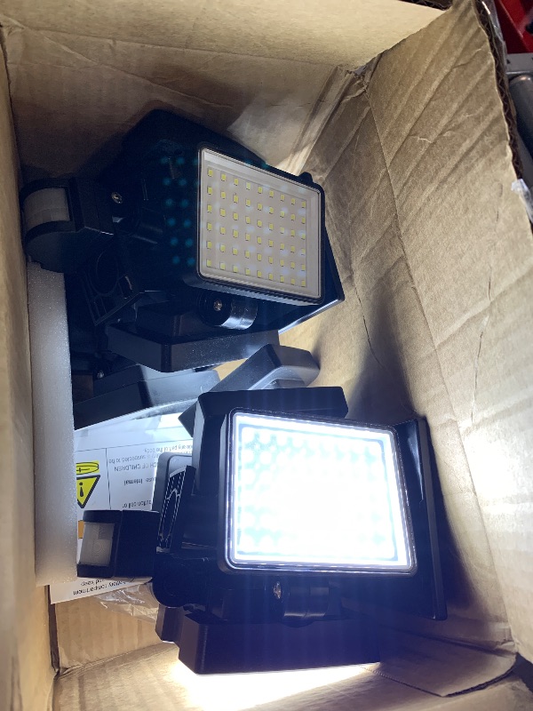 Photo 1 of (one broken light) Atfoyer Solar Outdoor Lights, 351 LED 3000LM 5 Heads Motion Sensor Outdoor Lights with Remote