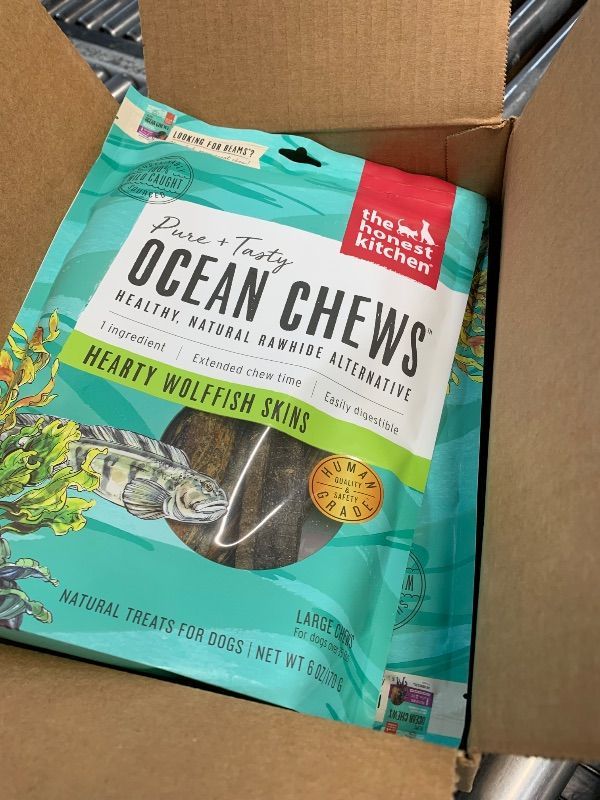 Photo 1 of ***(EXP: 06/15/25 )NONREFUNDABLE*** The Honest Kitchen Ocean Chews Hearty Wolffish Skins Dog Treats, 6 oz (Beams) 6 PACK 
