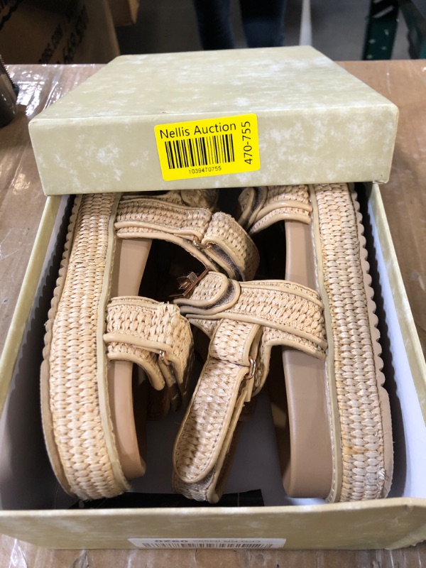 Photo 1 of (6) SOVANYOU Raffia Sandals for Women Raffia Platform Sandal Woven Summer Beach Sandals Open Toe Straw Rattan