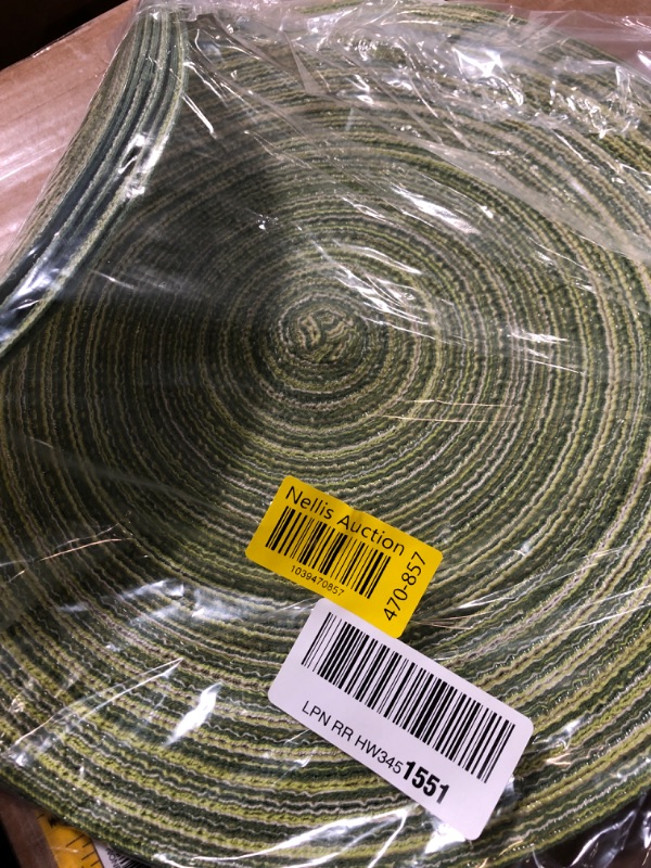 Photo 1 of 
 A little bent 
Peking PEKING Round Placemats for Dining Table Set of 6, Cotton Braided Washable Non-Slip Place Mat Easy to Clean 15 Inch, Lime Green