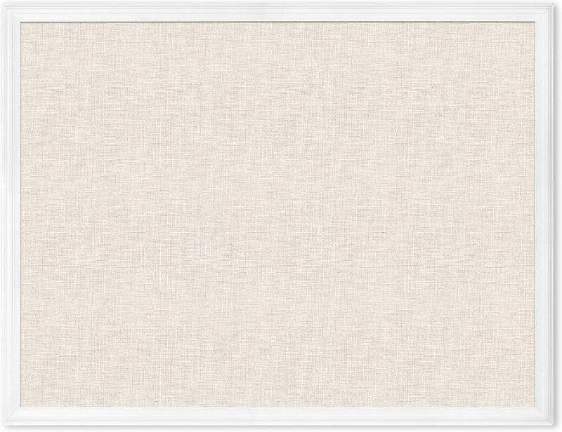 Photo 1 of  Brands Farmhouse Linen Bulletin Board, 40"x30", White Wood Style Frame, Industrial Grade Pinning Surface 40x30