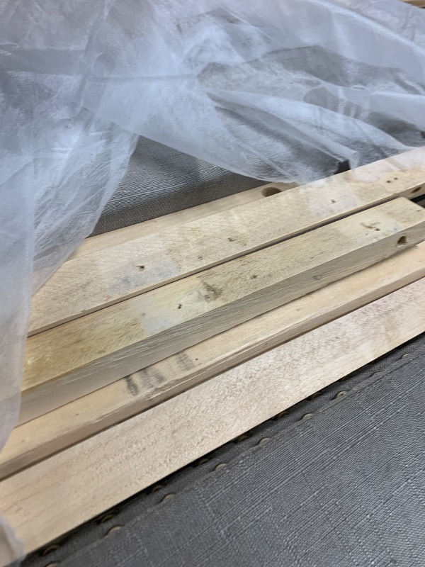 Photo 1 of (Used)(see all images) Queen Bed Frame Upholstered Platform Bed with Wing Side/Wooden Slat Support/Tufted Headboard with Wing Side/Mattress Foundation/No Box Spring Needed,Blue Queen Bed