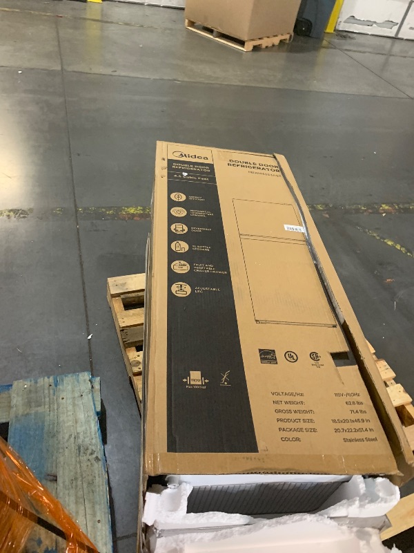Photo 1 of (truck/trailer pick up only) **minor scratches**
Midea MERM45S3AST 4.5 Cu Ft Double Door Refrigerator Stainless Steel, Cubic feet