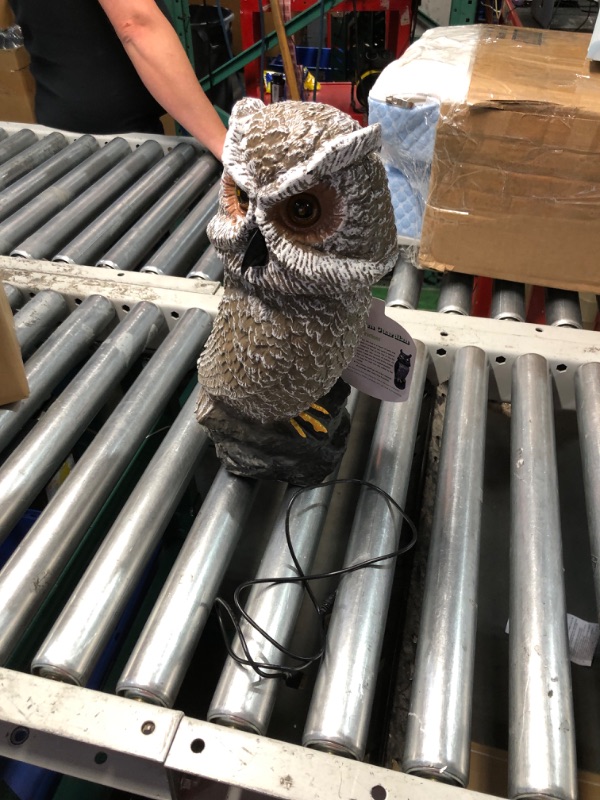 Photo 1 of Ugold Solar Powered Owl with Motion Detection, Silent Mode, Flashing Eyes, Rotatable Head and Realistic Hoots, Plastic Owl Decoration for Home, Garden, Patio and Fence