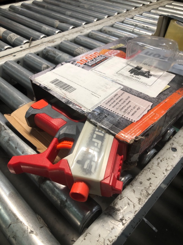Photo 1 of ***(MISSING ACCESSORIES)***
Nerf Pro Gelfire Mythic Full Auto Blaster & 10,000 Gelfire Rounds, 800 Round Hopper, Rechargeable Battery, Eyewear, Ages 14 & Up
