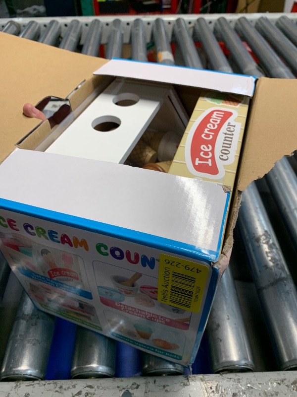 Photo 1 of (Missing pieces) Wooden Ice Cream Counter Playset for Kids, Toddler Girl Toys Kitchen Playset Pretend Play Gifts for 3 4 5 6 Year Old Girl or Boy