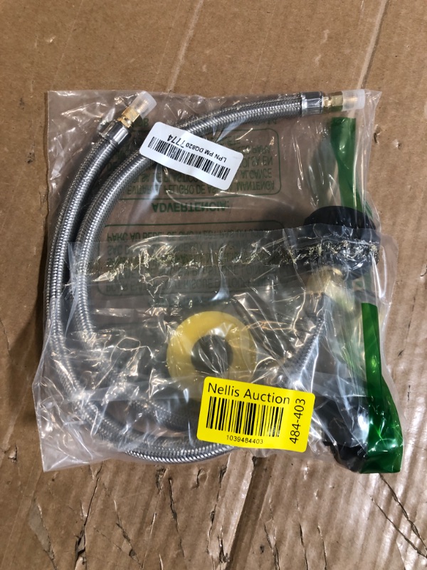 View 2 of Alloxity 2-Pack 15 inch RV Propane Tank Hose with Gauge Replacement, Propane Pigtail for RV Propane Regulator 2 Tank Connection Kit, QCCI to 1/4'' Male Flare Dual Propane Stainless Steel Braided Hose