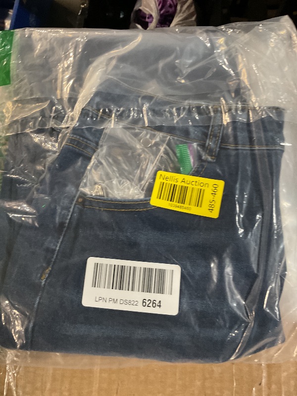 Photo 1 of ***MISSING BUTTON*** KDF Straight Leg Jeans for Women High Waisted Jeans Frayed Baggy Pants Raw Hem Loose Stretchy Cropped Wide Leg Jeans Dark Blue Size 8