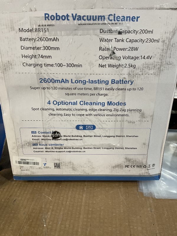 Photo 1 of *** used and dirty***Robot Vacuum and Mop Combo, 2-in-1 Robot Vacuum Cleaner with Strong Suction, Compatible with APP/Home Integration, Schedule, Long battery life, Tangle-free, Ideal for Pet hair and Low Pile carpets