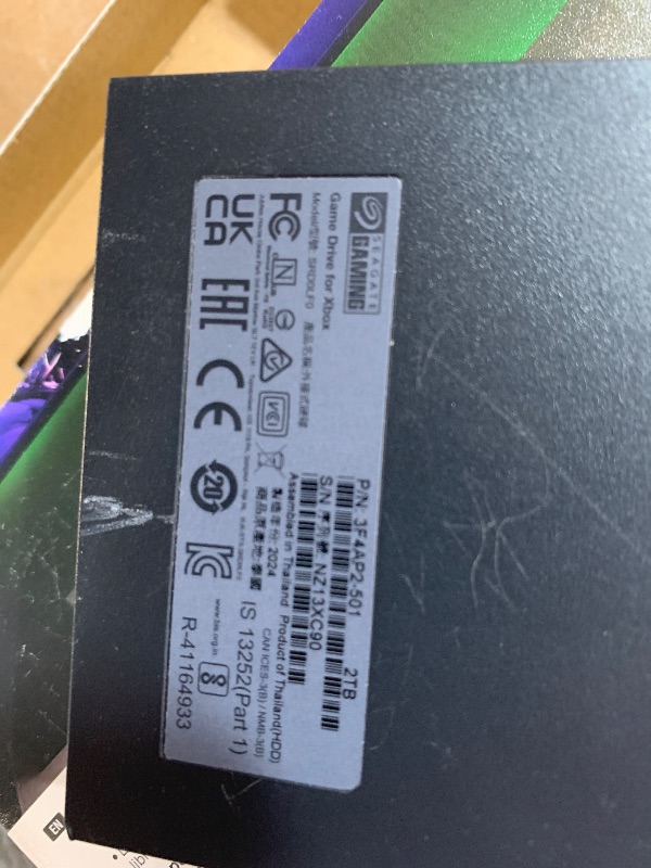 Photo 1 of (UNTESTED) (USED/FAIR) Seagate Game Drive for Xbox 2TB External Hard Drive Portable HDD - USB 3.2 Gen 1, Black with built-in green LED bar , Xbox Certified, 3 year Rescue Services (STKX2000400)
