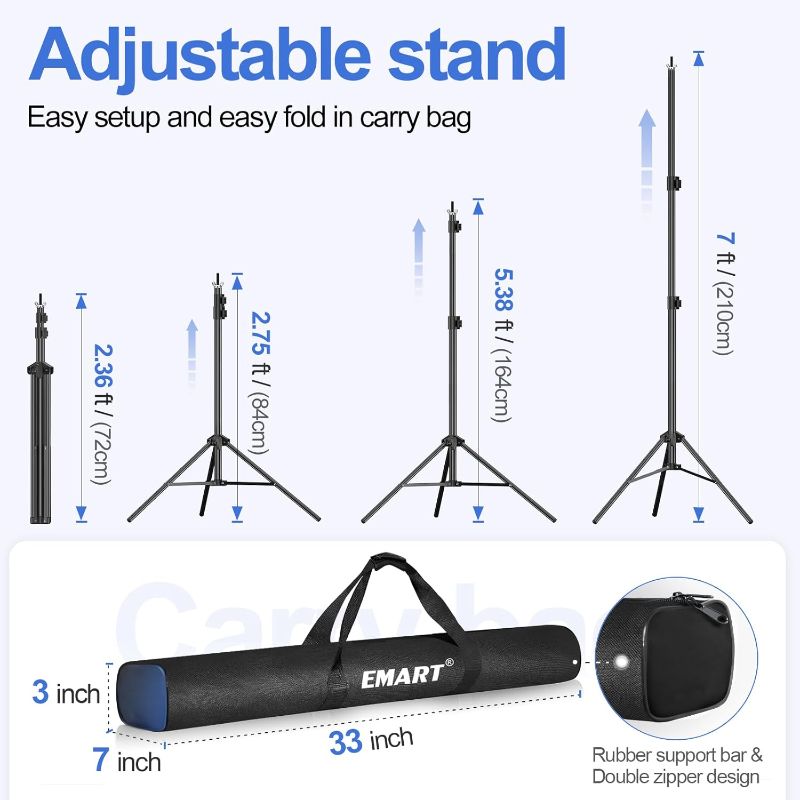 Photo 1 of (PARTIAL SET) EMART Backdrop Stand 10x7ft(WxH) Photo Studio Adjustable Background Stand Support kit with 2 Crossbars, 8 Clamps, 2 Sandbags and Carry Bag for Parties, Events Decoration, Wedding, Photography