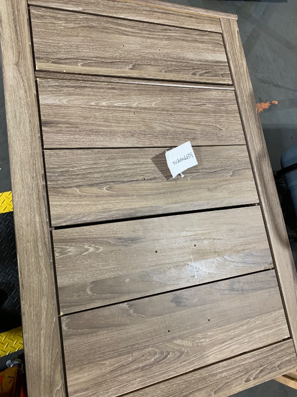 Photo 1 of (used)(see all images) Signature Design by Ashley Zelen Rustic Contemporary 5 Drawer Chest of Drawers, Warm Gray