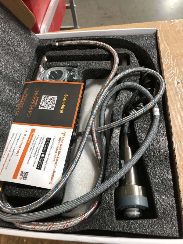 Photo 1 of LED Light Kitchen Faucet with Pull Down Sprayer Sus304 Stainless Steel Industrial Single Handle Faucet for Farmhouse Camper Laundry Utility Rv Wet Bar Sinks Brushed Nickel 9003SN