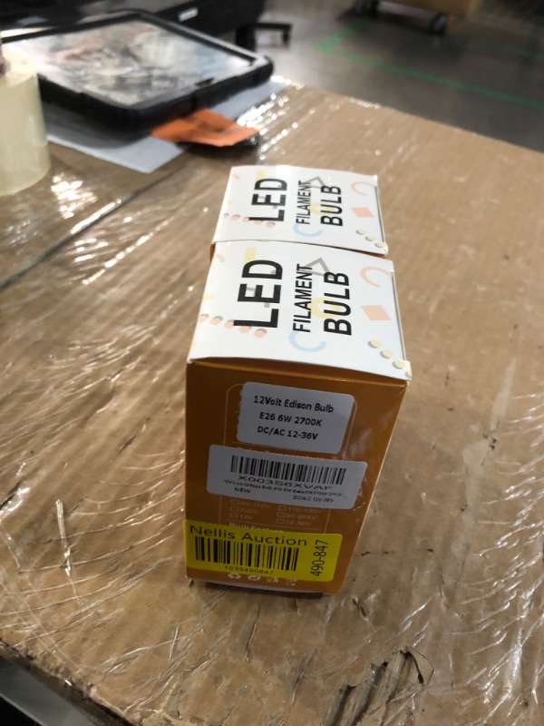 Photo 1 of 12 Volt Edison Bulb E26 12V LED Bulb Warm White 2700K 60W Equivalent, 12V 24V 36V Low Voltage Vintage Bulbs A19 12Volt LED Filament Bulbs for RV, 2 Pack