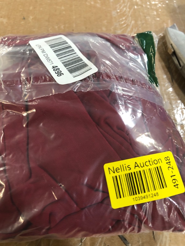 Photo 1 of (used)(damaged)BORIFLORS Women's Sexy Ruched Bodycon Midi Dresses Elegant Mesh Long Sleeve Square Neck Ruffle Hem Cocktail Party Dress, X-Small, WineRed