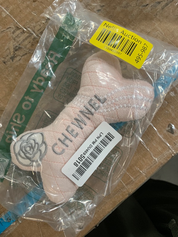 Photo 1 of Bone Squeaky Dog Toy for Aggressive Chewers - Fashion Luxury Design Chewing Squeaky Sounding Bone Training Pet Toy - Dog Plush Dental Chew Toy for Small, Medium, SMALL Breed - (Chewnel-Pink)