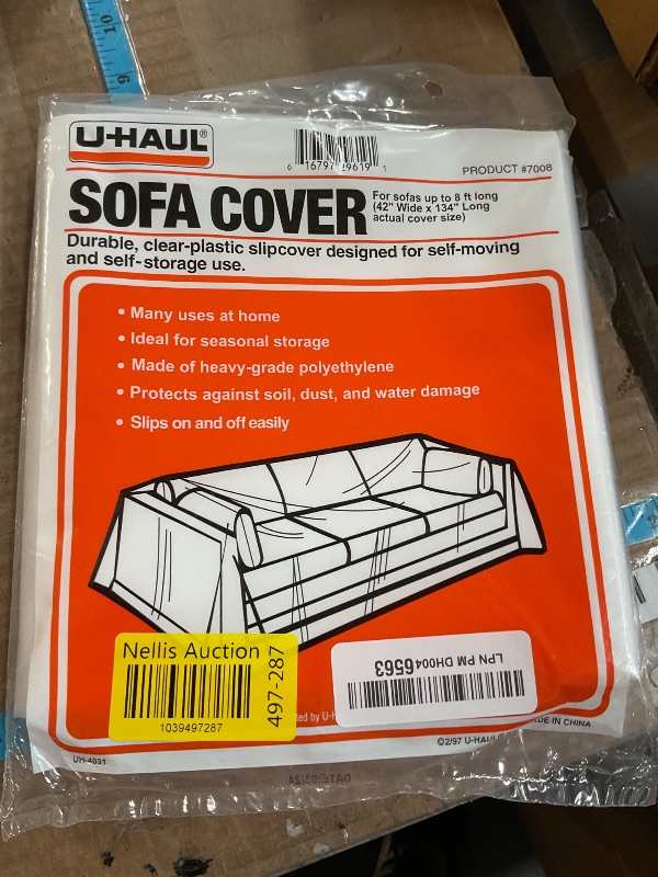 Photo 1 of *only 1* U-Haul Sofa Covers - 2 Pack – Plastic Moving and Storage Covers for Couches Up to 8’ Long – 134” x 42” Covers – Water Resistant