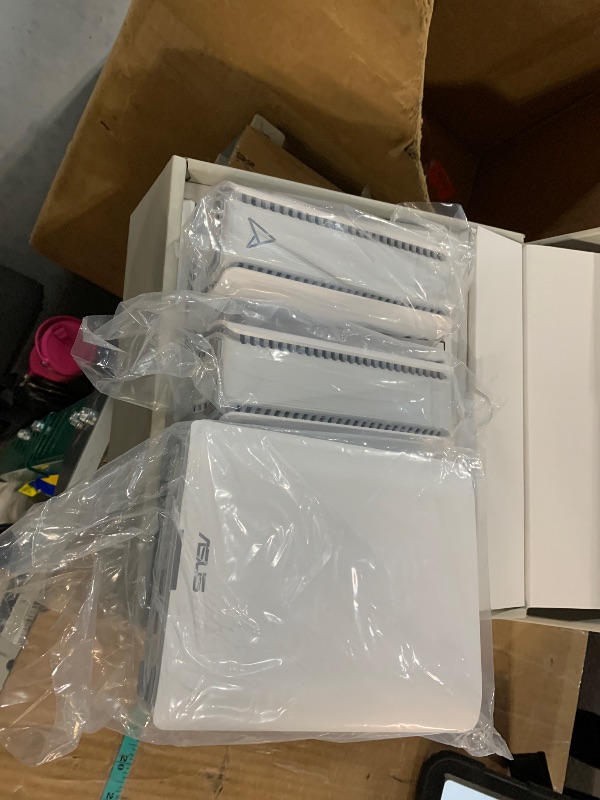 Photo 1 of **ONE UNIT IS NONFUNCTIONAL**
ASUS ZenWiFi BT8 (3-Pack) Tri-Band WiFi 7 Mesh, 14 Gbps, 8850 sq.ft, Dual 2.5G Ports, Security and Parental Controls Included, Smart Home Master SSIDs, 4G & 5G Mobile Tethering