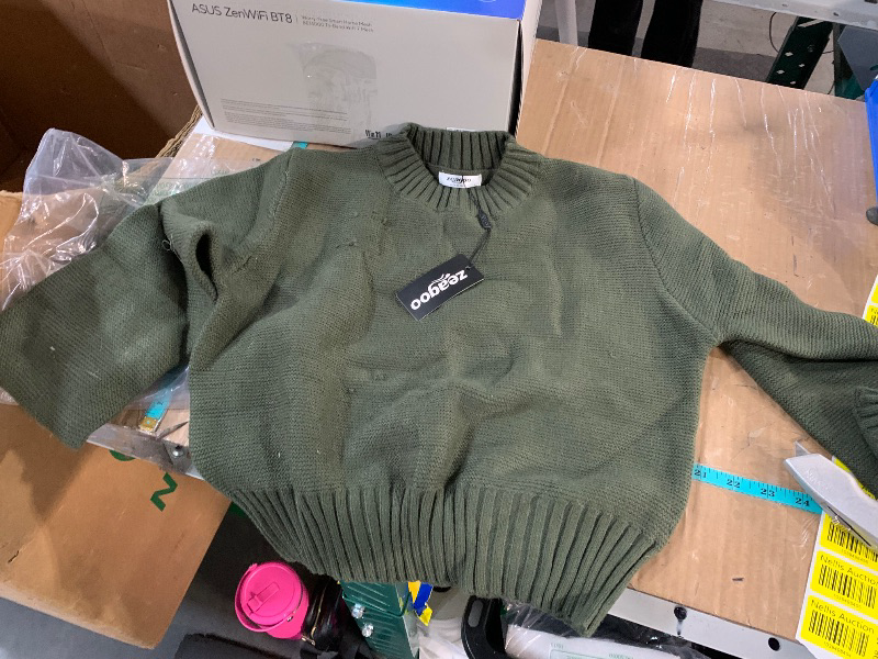 Photo 1 of (LARGE) (BAGGED) (MINOR SNAG) Zeagoo Womens 2024 Fall Crewneck Cropped Sweater Cozy Long Sleeve Ribbed Knit Pullover Dropped Shoulders Trendy Jumper Tops Large 