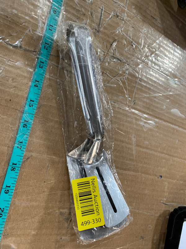 Photo 1 of 10 Inch Grill Clamp, Multipurpose Gripper, and Double Spatula Flipper - Perfect Steak Accessories and Small Serving Tongs for Buffet - Thin Tongs for Cooking and Choafs Snack Grabber