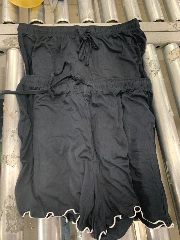 Photo 1 of WiWi Viscose from Bamboo Pajamas for Women Two Pairs of Shorts Pajama Soft Sleepwear S-XXL, Black, Medium
