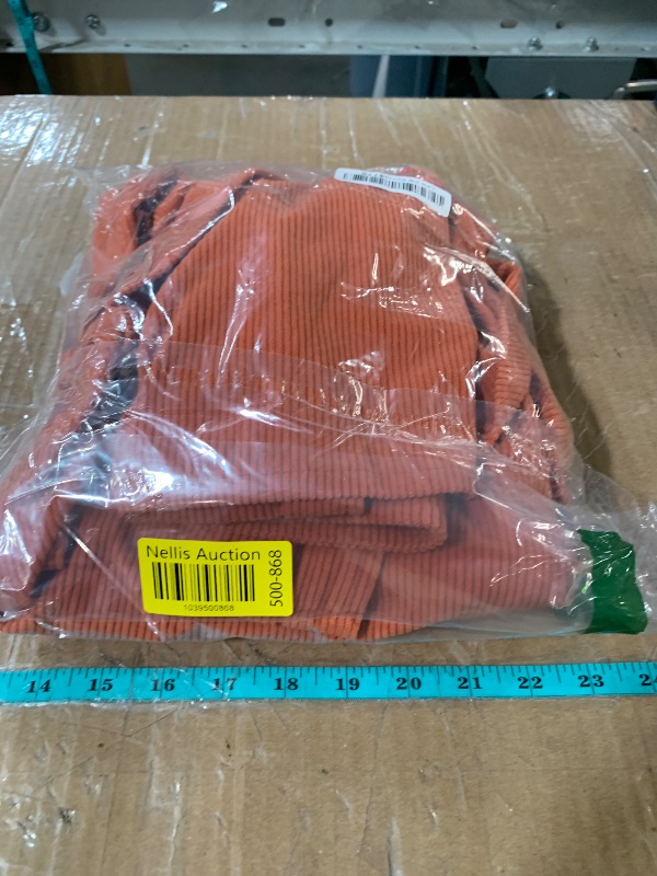 Photo 1 of (XL) (BAGGED) Saslax Mens Corduroy Shirt Long Sleeve Oversized Button Up Tops Loose Shacket Jacket with Pockets Burnt Orange XL