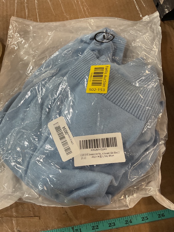 Photo 1 of (minor damage) LTIFONE Sweaters for Men, Mens V Neck Sweater Slim Fit Comfortably Sweater (Sky Blue,L)