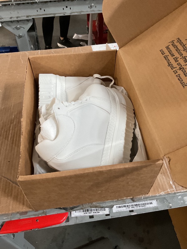 Photo 1 of *USED*ACE SHOCK Women Fashion Platform Sneakers Wide Width High Hidden Heel Wedge Walking Shoes (5, Without Flower White)